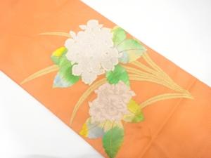 絽　草花模様織り出し　名古屋帯
